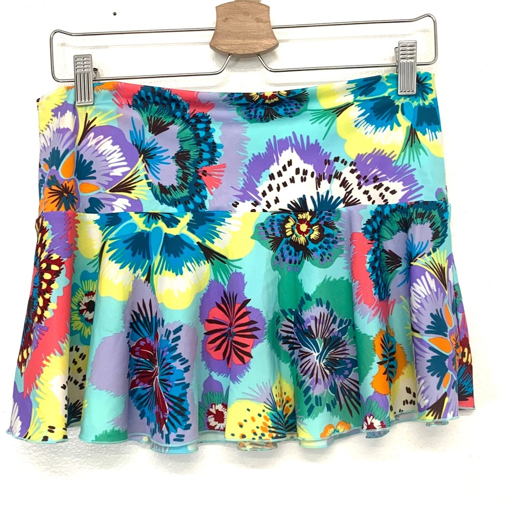 Victoria Secret Micro Mini Floral Print Swim Skirt Cover Up Tropical Colorful M